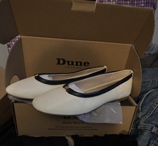 Dune London Ballet Flats Cream Leather Uk7 Eu40 New In Box