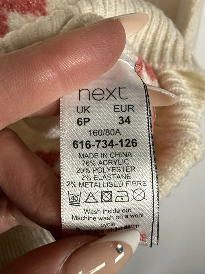 NEXT CHRISTMAS Jumper - UK6 - Cream - Great Condition - Women’s - Image 4 of 4