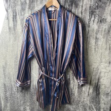 Victoria  s Secret Glossy Striped Satin Robe, Long Sleeved With Tie Size Small  