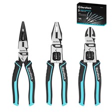 DURATECH 3PCS Pliers Set, Large 6 in 1 Multifunctional Wire Stripper Crimper ...