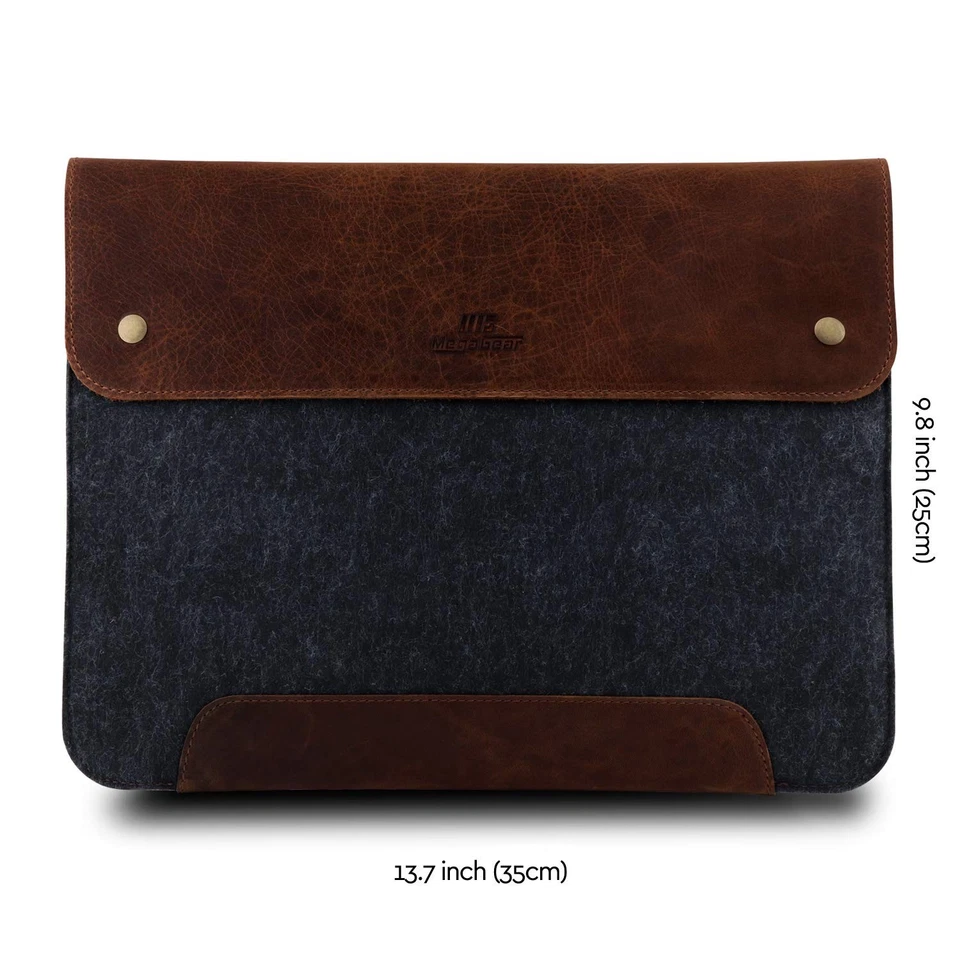 Housse MacBook en Cuir Véritable et Polaire pour MacBook Pro et MacBook Air -... - Photo 3/4