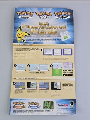 RARE 2010 Nintendo 15'' GameStop Shiny Pichu (AD FLYER) Promo DS Pikachu Poster !