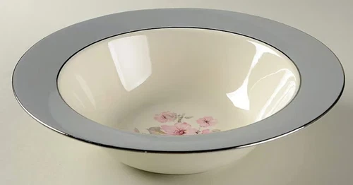 Homer Laughlin Cavalier Eggshell Vegi Serving Bowl L53N5 Gray/Pink Floral ~ RARE