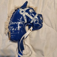 Broom Tail Stick Horse Pony Made In USA Vintage Blue Vinyl READ Strap