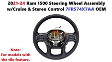 2021-24 Ram 1500 Steering Wheel Assembly Wcruise Stereo Controls 7fr574x7aa 2021-24 Ram 1500 Steering Wheel Assembly Wcruise Stereo Controls 7fr574x7aa
