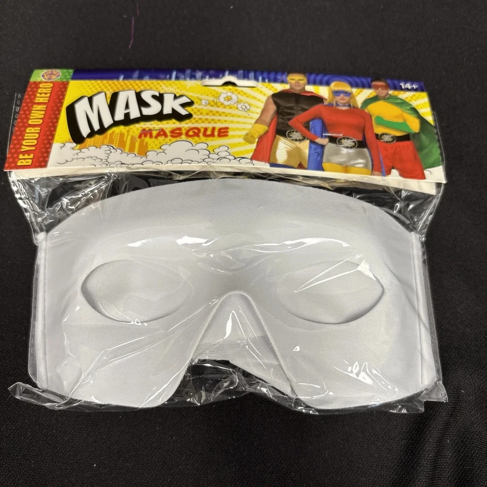 White Masked Man Super Hero Bandit Eye Mask Adult Costume Accessory One Size - Image 4 of 4