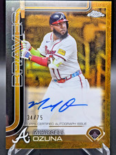 2025 Topps Gilded Marcell Ozuna Chrome Gold Auto On Card Yellow Refractor 34/75