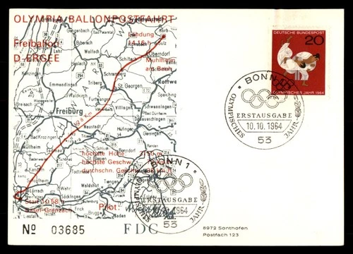 Mayfairstamps Germany FDC 1964 Karate Olympics Map Ballon D Ergee First Day Cove