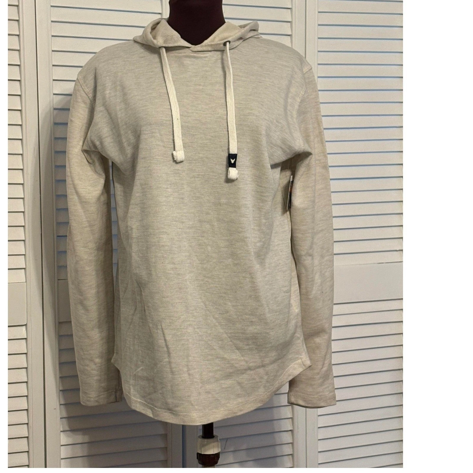 Company Eighty One Mens Hoodie L Oatmeal Heather Slub Knit Pullover Shirt NWT