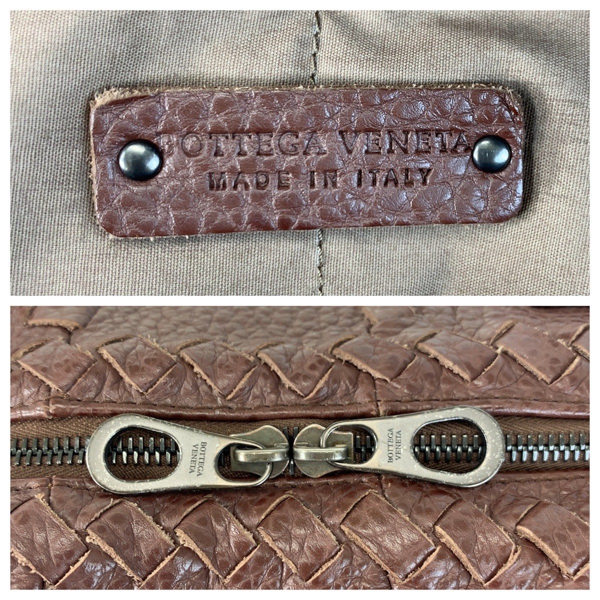Bottega Veneta Leather Tote Bag Brown Men’s Intrecciato 17.9x12.6x7.9in Used thumbnail 4