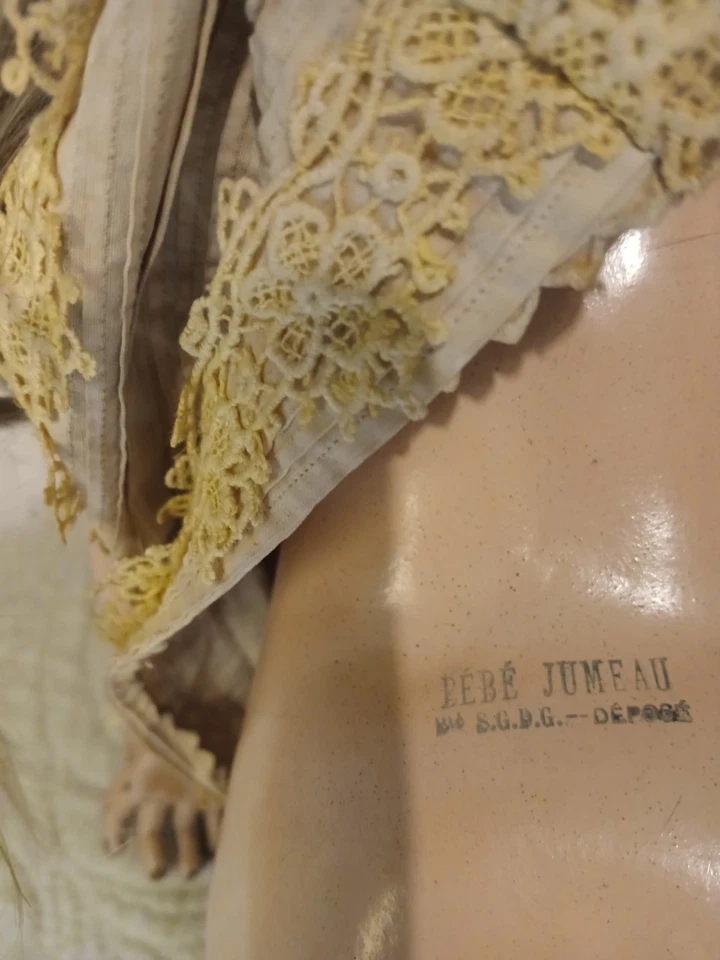 JUMEAU BELLE POUPEE ANCIENNE XIX SIECLE BEBE ARTICULÉ TÊTE PORCELAINE - Photo 3/4
