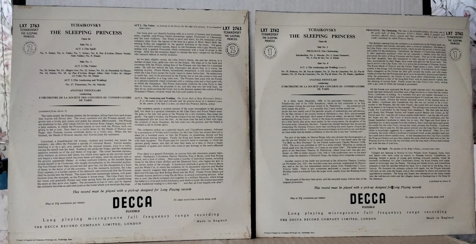 DECCA LXT 2762/63 UK TCHAIKOVSKY, FISTOULARI The Sleeping Princess MONO 2LP's - Image 2 of 4