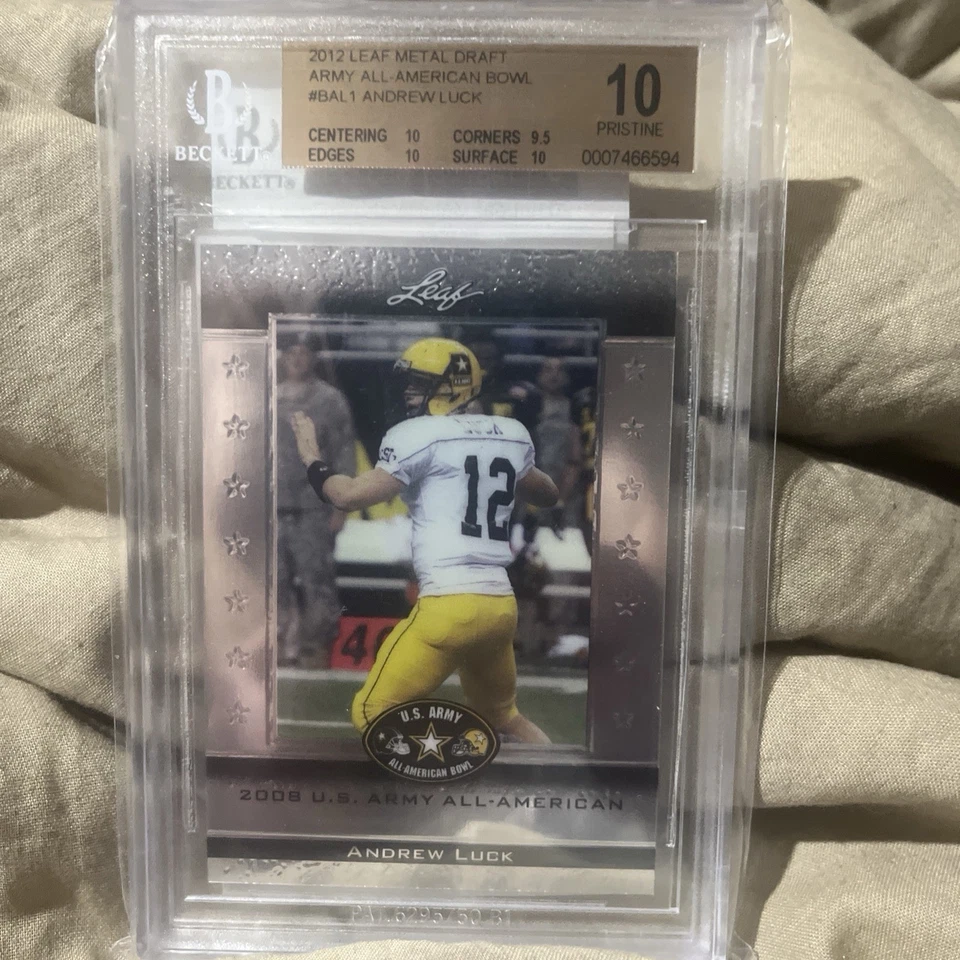 ANDREW LUCK 2012 LEAF METAL DRAFT ARMY BOWL ROOKIE RC BGS 10 PRISTINE POP 17 - Image 3 of 3