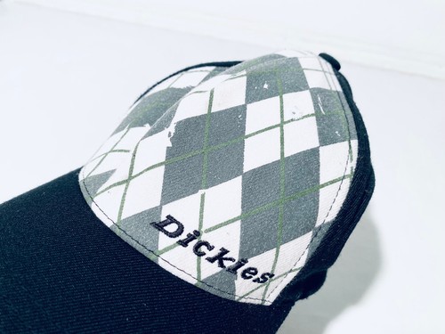 Vintage 90s Dickies Baseball Cap Hat Gr. L - XL Schwarz Grau Weiß Karomuster - Bild 4 von 10