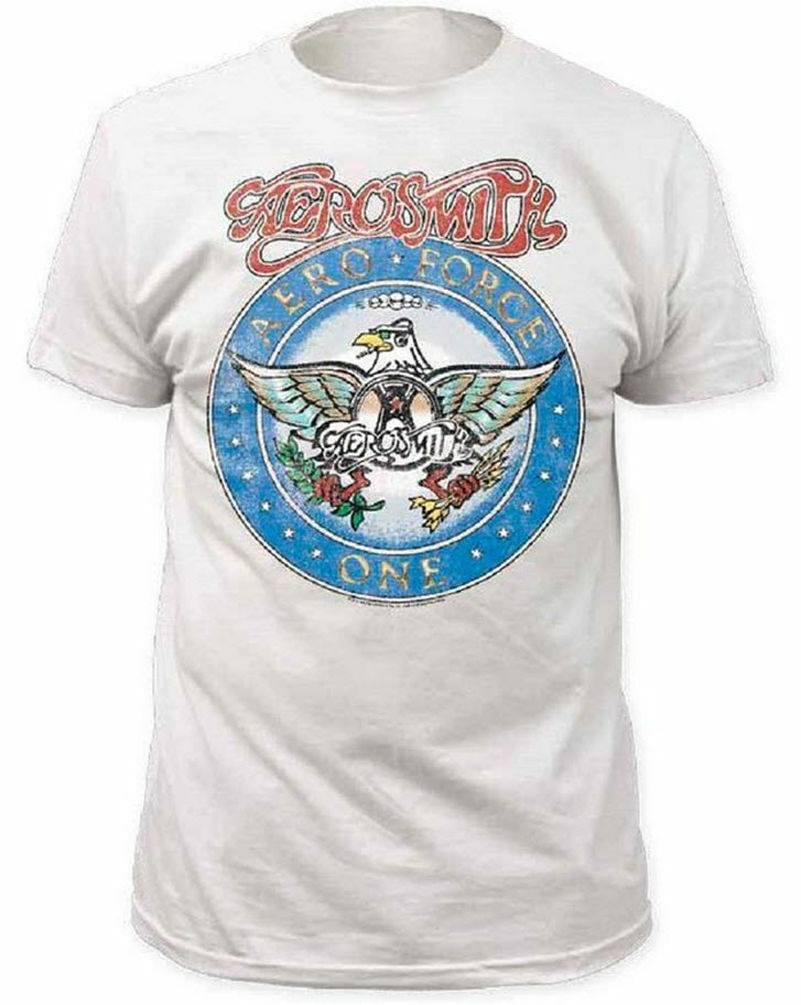 Adult Men's Aerosmith T-Shirt American Rock Music Band White