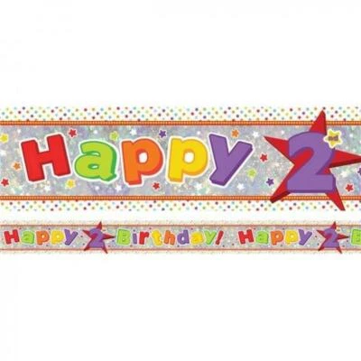 Bannière Étoile Foil Brillante 2e Anniversaire 2.7 Meter Amscan 9900014 Anagram - Photo 1/4