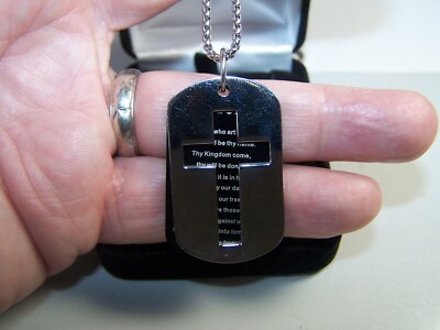 NEW KAY JEWELERS LYNX SS THE LORD'S PRAYER & CROSS DOG TAGS