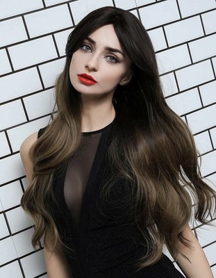 Perruque Synthétique Longue Bouclée Brun Châtain - Bonnet Monofilament + 4 Bonnets Offerts