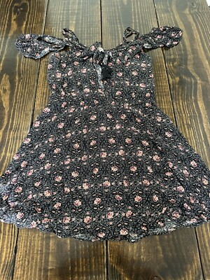 knee length dresses for ladies American Eagle NWT Orange Floral Smocked Ruffle Summer Tiered Mini Dre   Brie