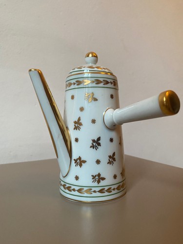 FRANCE Singer LIMOGES tete-a-tete Goldrand Paint Main Blumenmotiv Moccakanne - Bild 5 von 14