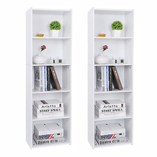 2 Pack 5 Tier Bookcase Bookshelf Storage Wall Shelf Organizer Unit Display Stand
