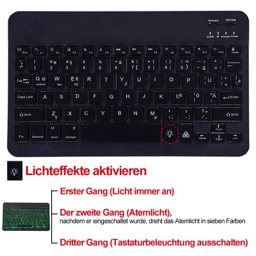 Bluetooth Tastatur Kabellos Keyboard für PC Tablet Notebook Laptop QWERTZ Layout - Bild 22 von 33