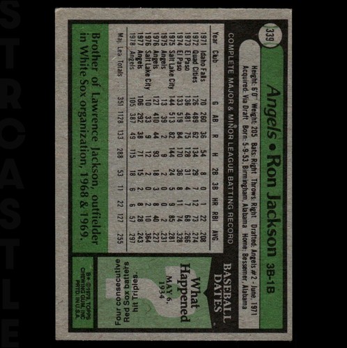 1979 Topps - Ron Jackson #339 Toronto Blue Jays ⚾ Baseballkarte - Bild 2 von 3