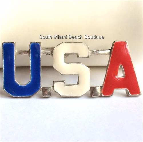 Silver USA Flag Pin Brooch Enamel Patriotic July 4 Plated American Seller - Picture 5 of 9