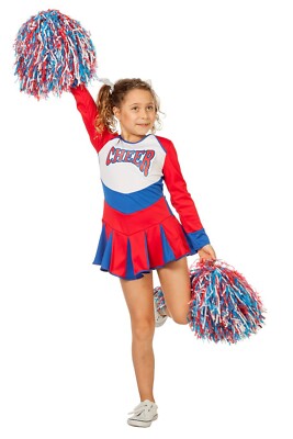 Cheerleader Kleid rot weiß blau Mädchen Kostüm Karneval Fasching 