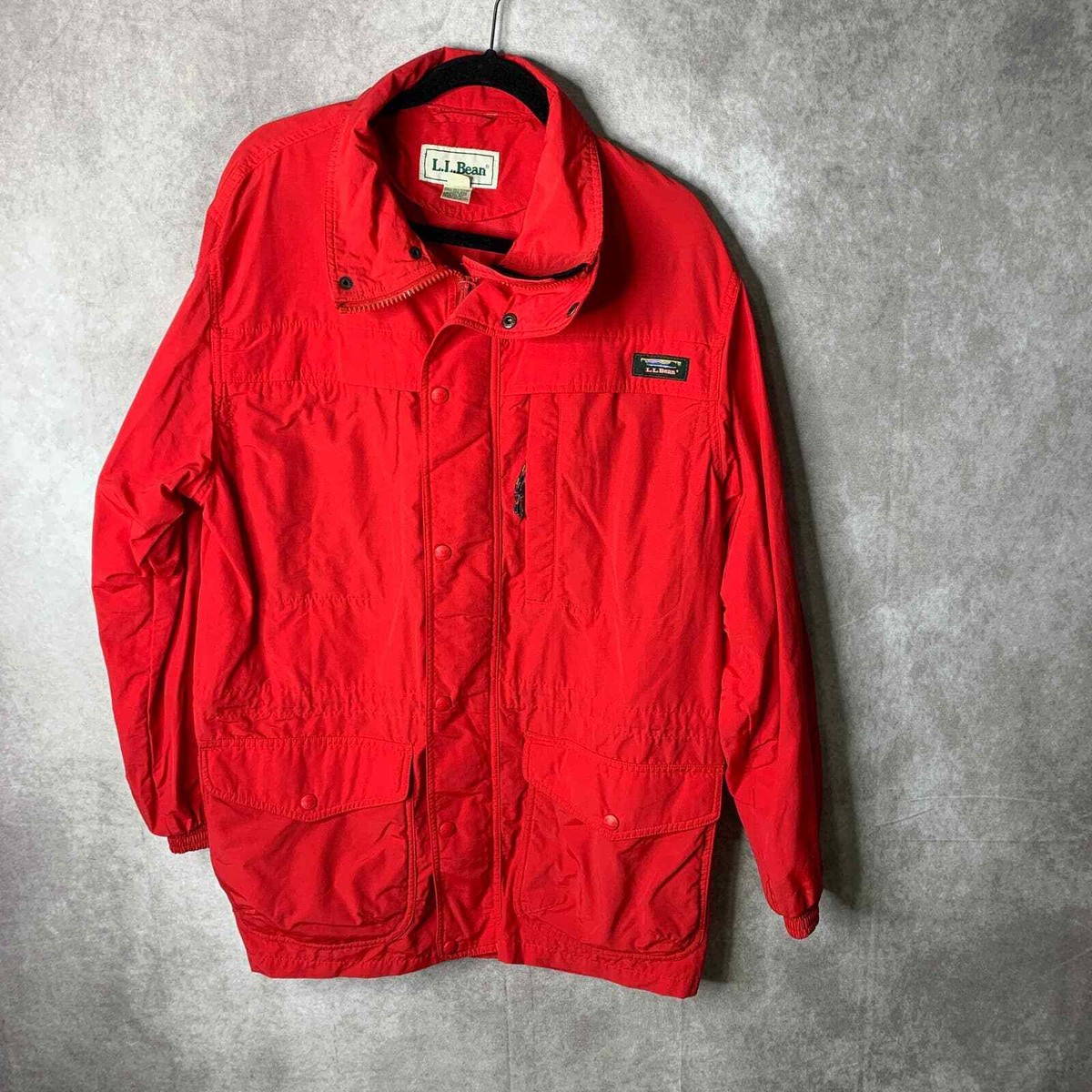 ジャケット・アウター Vintage Llbean nylon zip jacket tech Vintage LL Bean Utility Jacket Mens Medium Red Snap Button