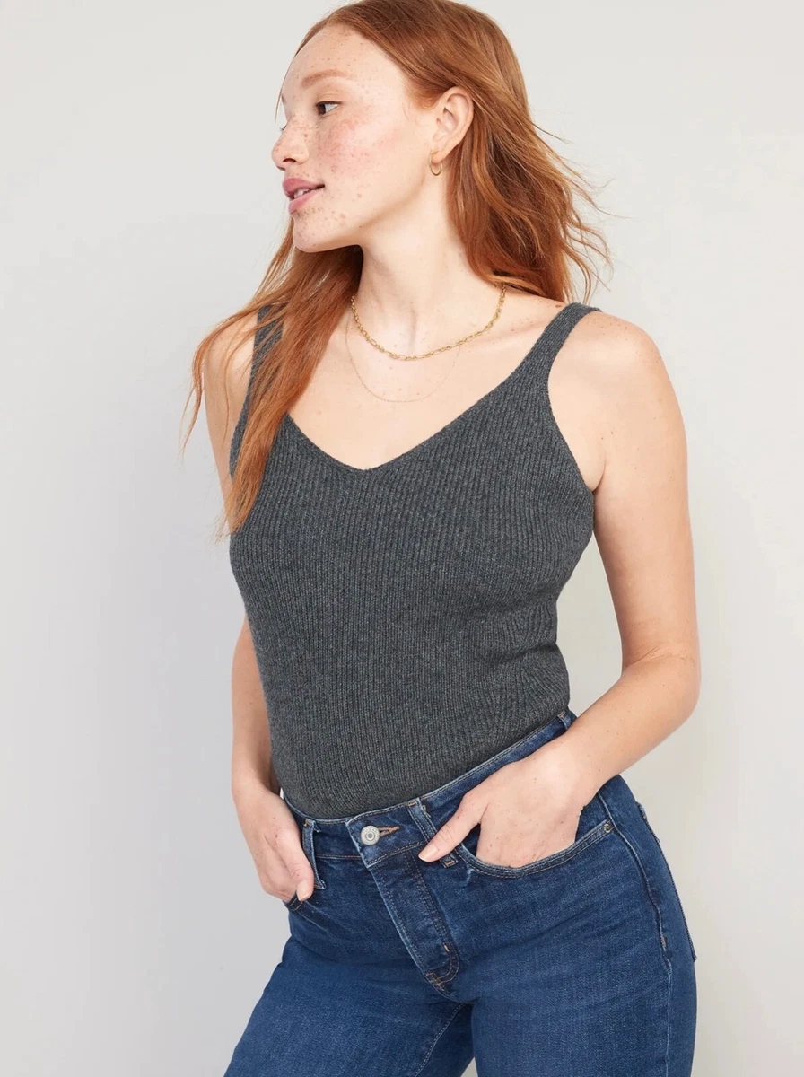 Old Navy Women's V-Neck Rib-Knit Sweater Tank Top Gray Size Small Medium  XXL | eBay