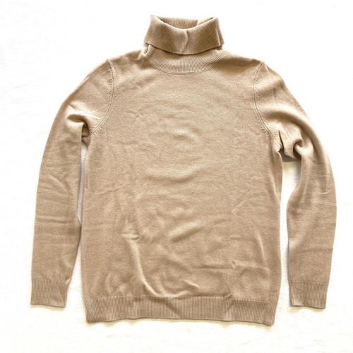 $178 C by Bloomingdales 100% Cashmere Honey Beige Turtleneck Sweater sz L - Picture 2 of 11