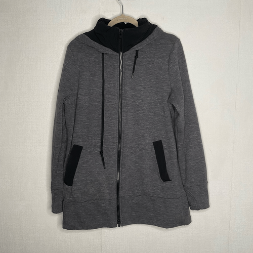 Athleta Full Zip Jacket Women’s M Grey Victory Long Hoodie Sweatshirt Primaloft - Picture 2 of 9