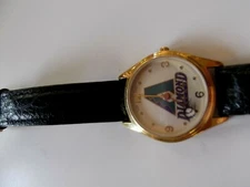 DIAMONDBACK WATCH GOLD TONE  CROC BAND SUN TIME MLB 1995  WOW!!!!!