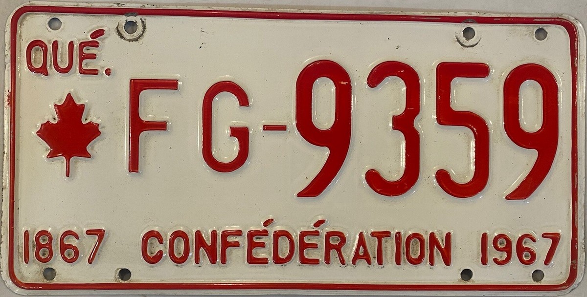1867 QUEBEC SAFEGUARD FRENCH CULTURE license plate FG 9359 Join