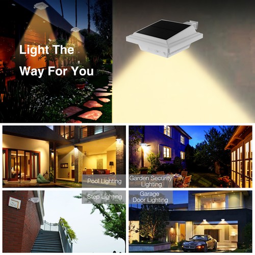 Solar Gutter Lights Upgraded 25LEDs Outdoor Waterproof Fence Lights Dark Sensing - Picture 10 of 22