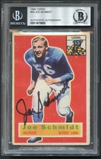 Joe Schmidt #44 signed autograph 1956 Topps ROOKIE Football Card BAS Slabbed