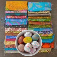 Indian Vintage 25 Pc Of Recycle Silk Sari Remnants/Fabric 8"X8" Fabric Scraps