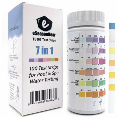 eSeasongear 7 in 1 Pool and Spa Test Strips, 100/Pack, 7-WAY Check, Exp 10/2028