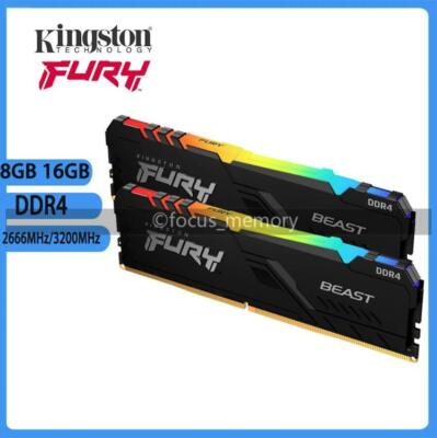 Fury Beast RGB 8 GB / 16 GB DDR4 2666MHz 3200 MHz Desktop DIMM XMP Gaming Memory