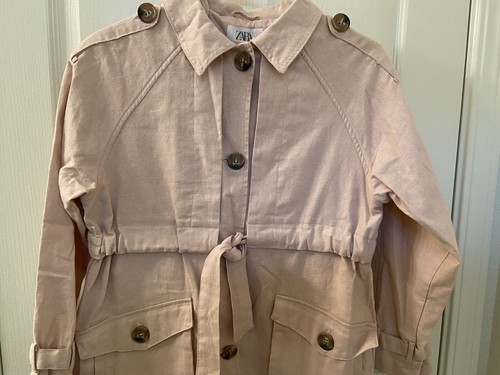 Zara Kids Girls Blush Pink Linen Blend Trench Coat Size 13-14 years - Picture 3 of 8