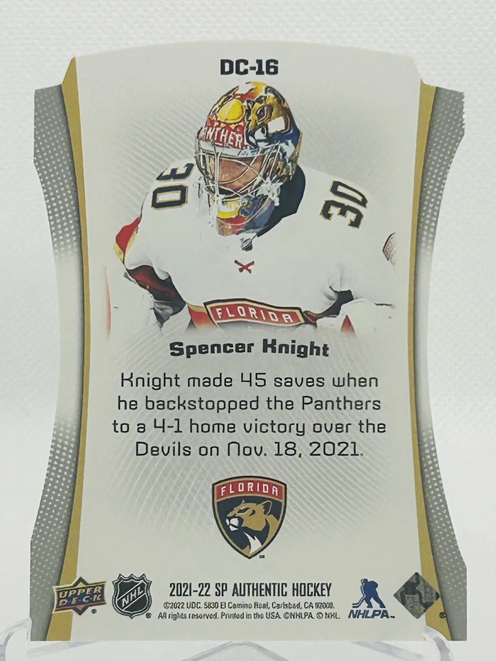 2021-22 SP Authentic Spencer Knight Die Cuts #DC-16 Florida Panthers - Image 4 of 4