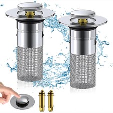 2 Pack Bathroom Sink Stopper Hair Catcher Bathroom Pop Up Sink Drain Filter USA