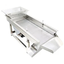 110V Stainless Steel 1mm Round Hole Linear Vibrating Screen Dual Motor 100W*2