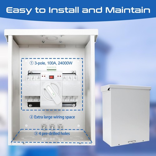 100 Amp 3P Dual Power Generator Automatic Transfer Switch, 120/240V Heavy Duty S - Picture 4 of 7