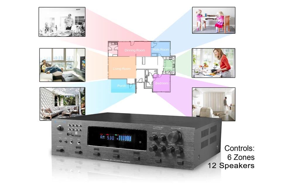 Technical Pro H12X500UBT 6000w Professional Bluetooth Amplifier Receiver USB, SD - Image 2 of 4