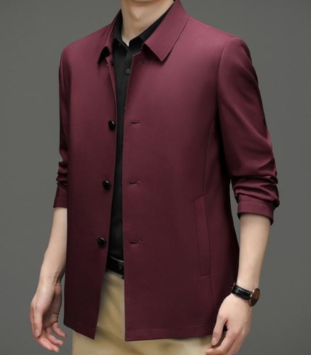 Mens Thin Lapel Jacket Business Casual Single-breasted Slim Fit Tops Spring Fall - Picture 7 of 11