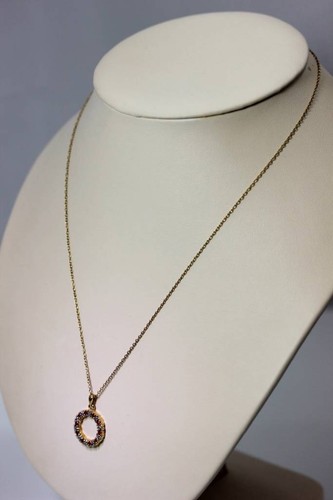 Sterling Silver Vermeil Ruby & Diamond Wreath Pendant Necklace 18" - 6691 - Foto 3 di 5