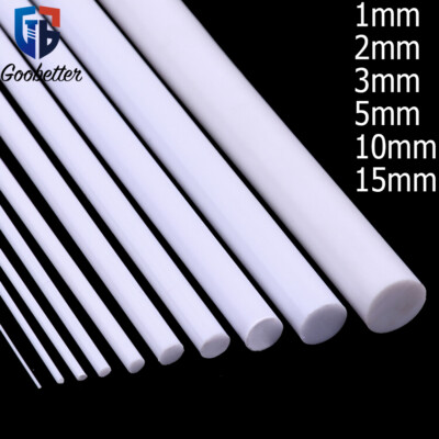 1/2/3/5/10/15mm ABS Styrene Plastic Round Rod Bar Strip Plasticard Long 250mm