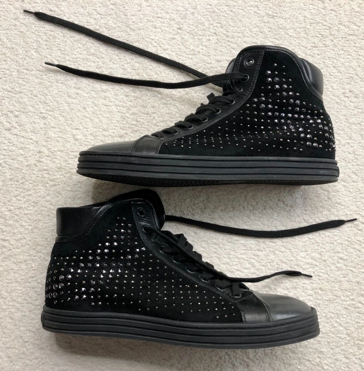 Hogan Rebel Women s High Top Sneakers Size US 8.5 38.5 Black Made in Italy